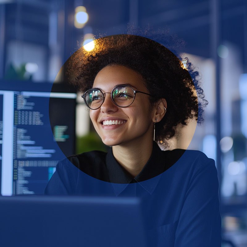 A skilled IT professional is confidently pursuing advanced training through the IBM Learning Subscription.