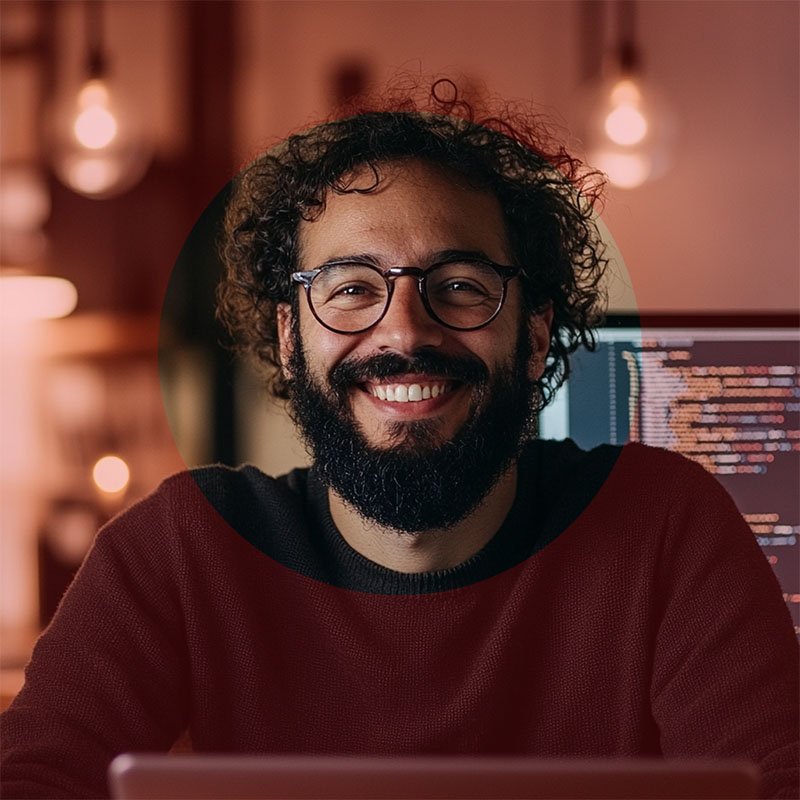 A male IT professional is taking Red Hat training with the Red Hat Learning Subscription.