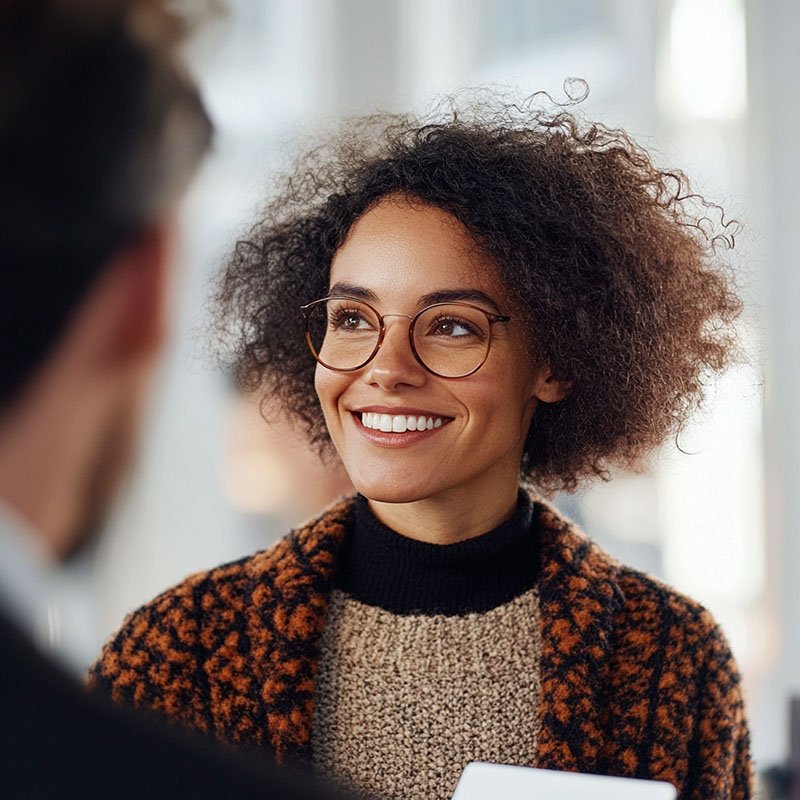 Un apprenant adulte reçoit un ordinateur portable dans le cadre d’une formation financée, illustrant le soutien apporté aux demandeurs d’emploi et aux personnes en reconversion via France Travail et un OPCO.