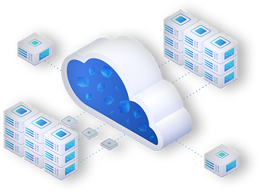 Illustration of a cloud connected to multiple server stacks, representing cloud computing and AWS Skill Builder’s training platform.