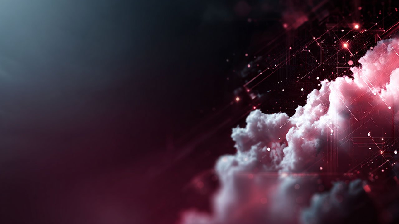 Abstract digital cloud with glowing network grid on dark background, symbolizing Red Hat Learning Subscription and global cloud-based training